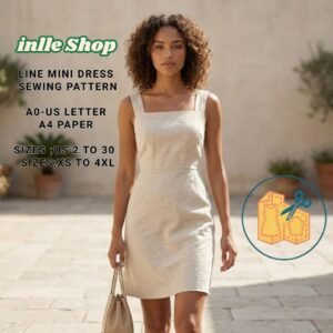 Home linen a line mini dress sewing pattern(digital download)