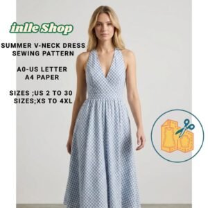 Home plunging v neck dress sewing pattern, prom, bridesmaid (pdf pattern)